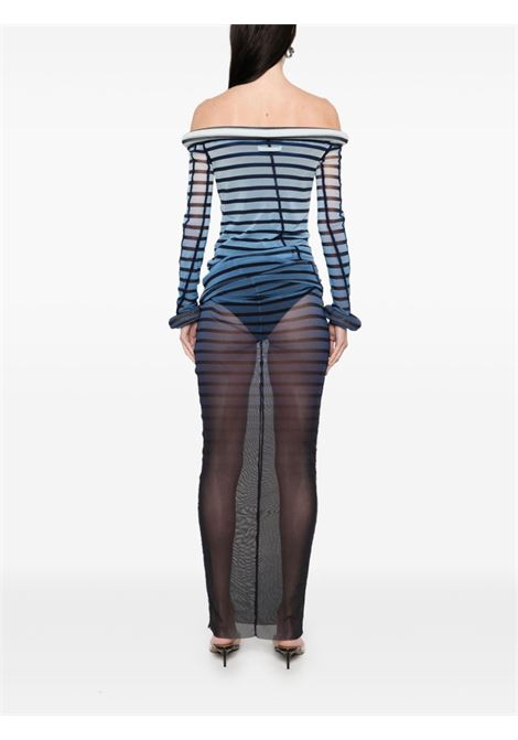 abito lungo 3d collar and cuff donna nero e blu JEAN PAUL GAULTIER | 25/33-F-RO294-T575005956
